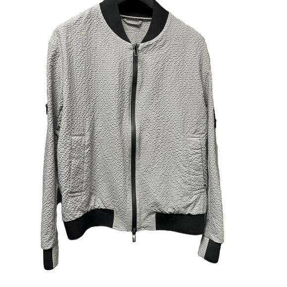 NEW EMPORIO ARMANI blouson seersucker jacket in grey